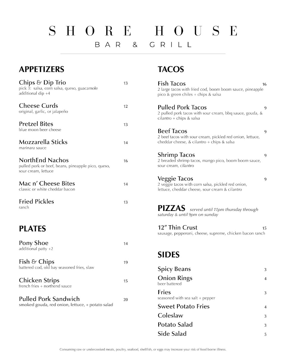 Shore House Bar & Grill Photo Menu 2