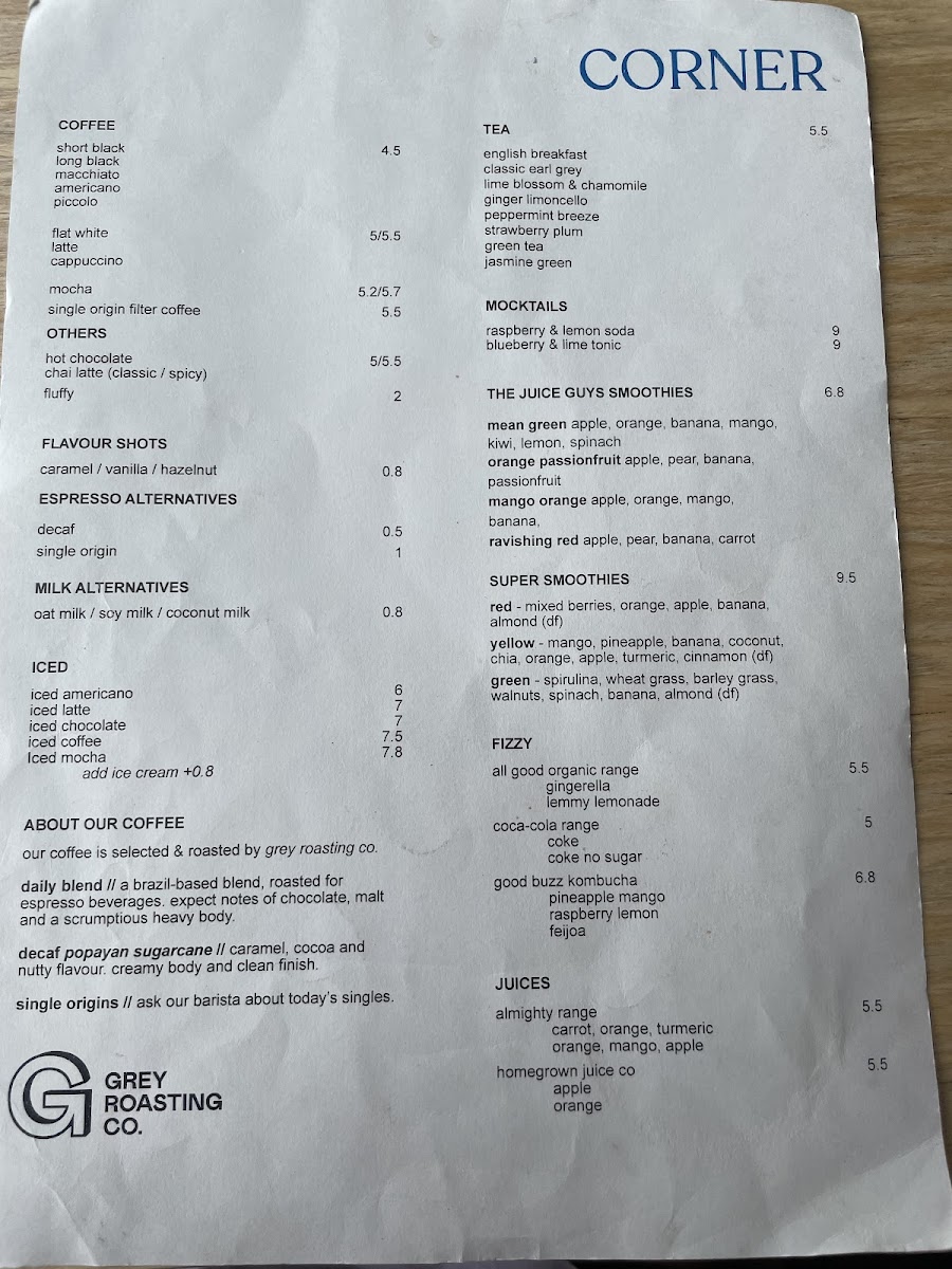 The Corner Cafe Photo Menu 3