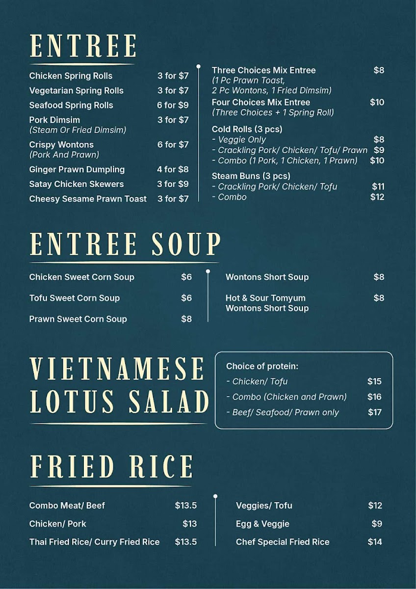 Lemongrass Vietnamese Restaurant Old Port Rd Photo Menu 3