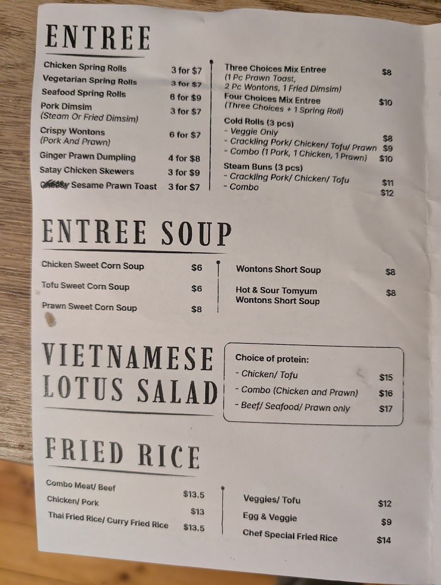 Lemongrass Vietnamese Restaurant Old Port Rd Photo Menu 7