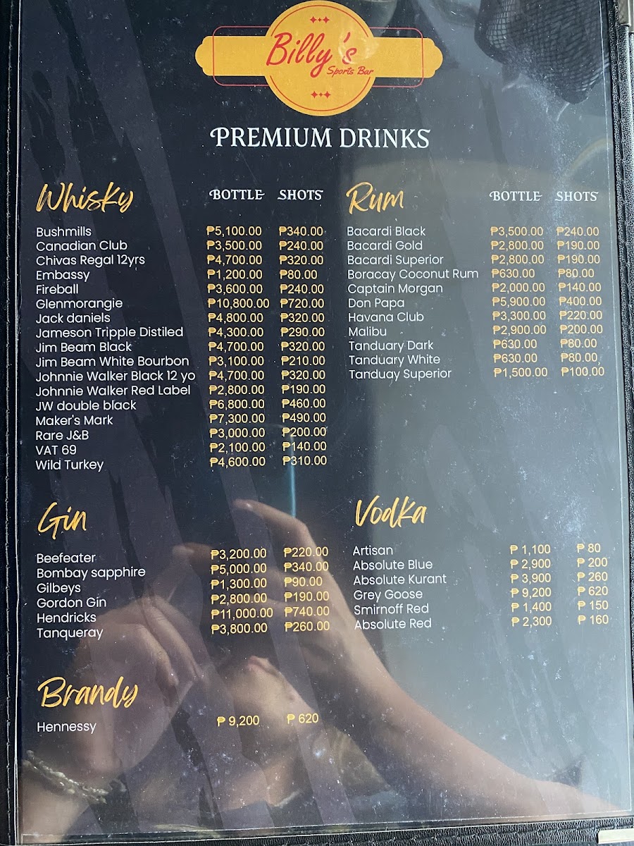 Billy's Sports Bar Photo Menu 1