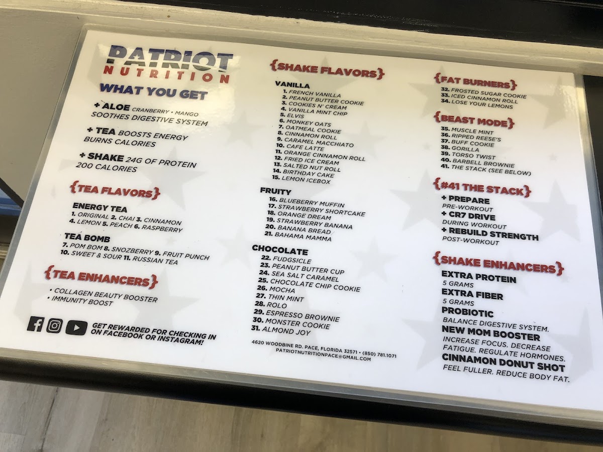 Patriot Nutrition / Shakes & Teas Photo Menu 3