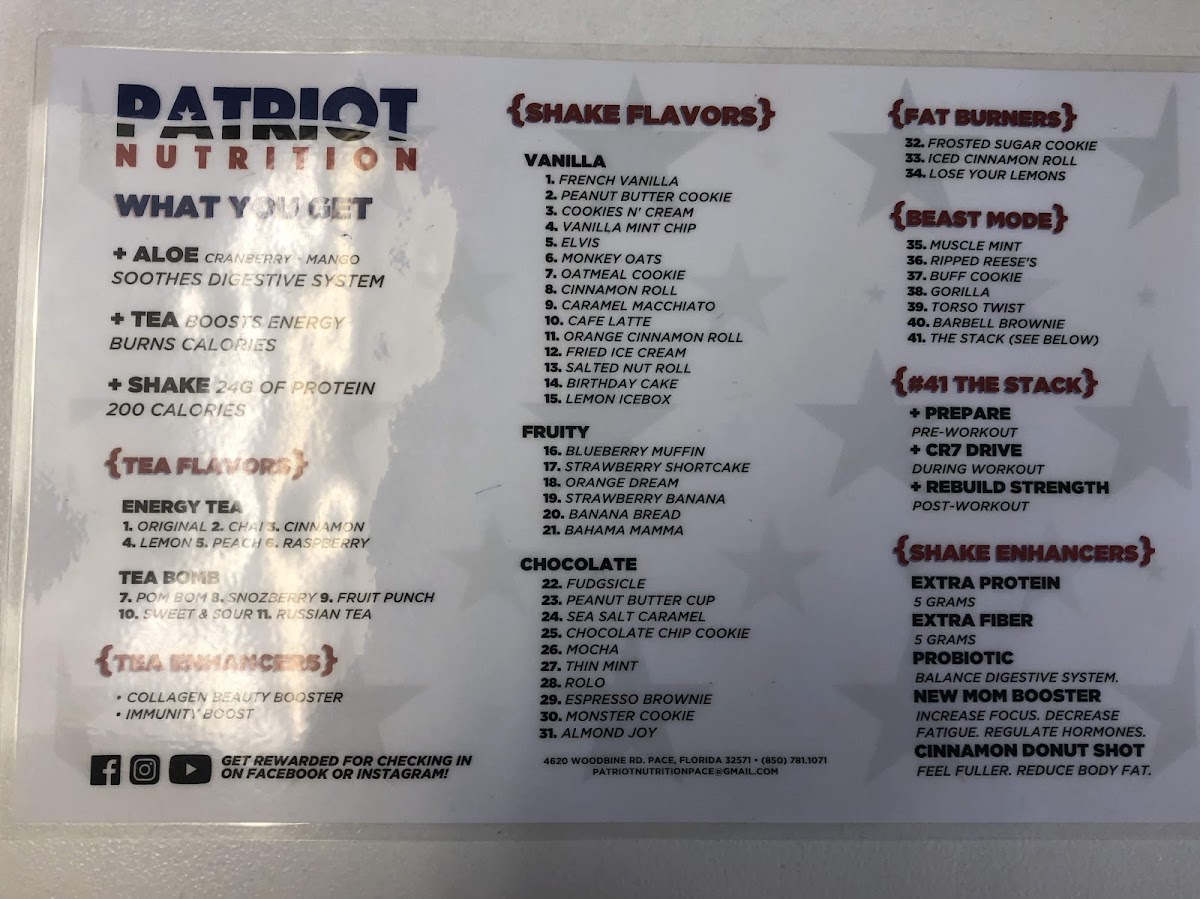 Patriot Nutrition / Shakes & Teas Photo Menu 4