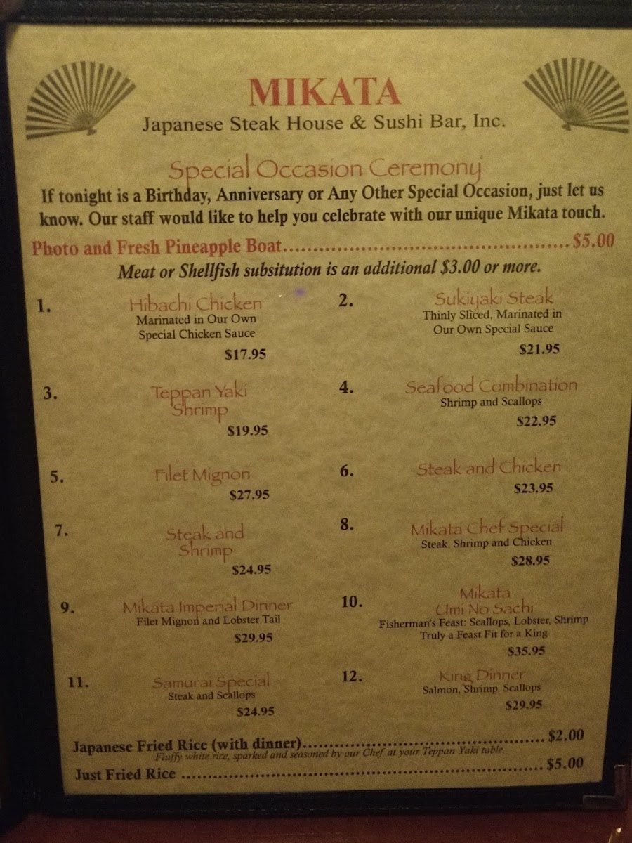 Mikata Japanese Steakhouse & Sushi Bar Photo Menu 5