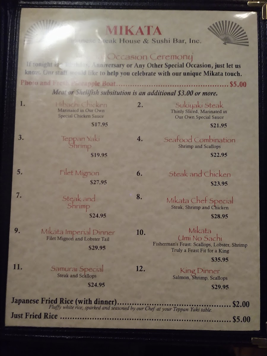 Mikata Japanese Steakhouse & Sushi Bar Photo Menu 6