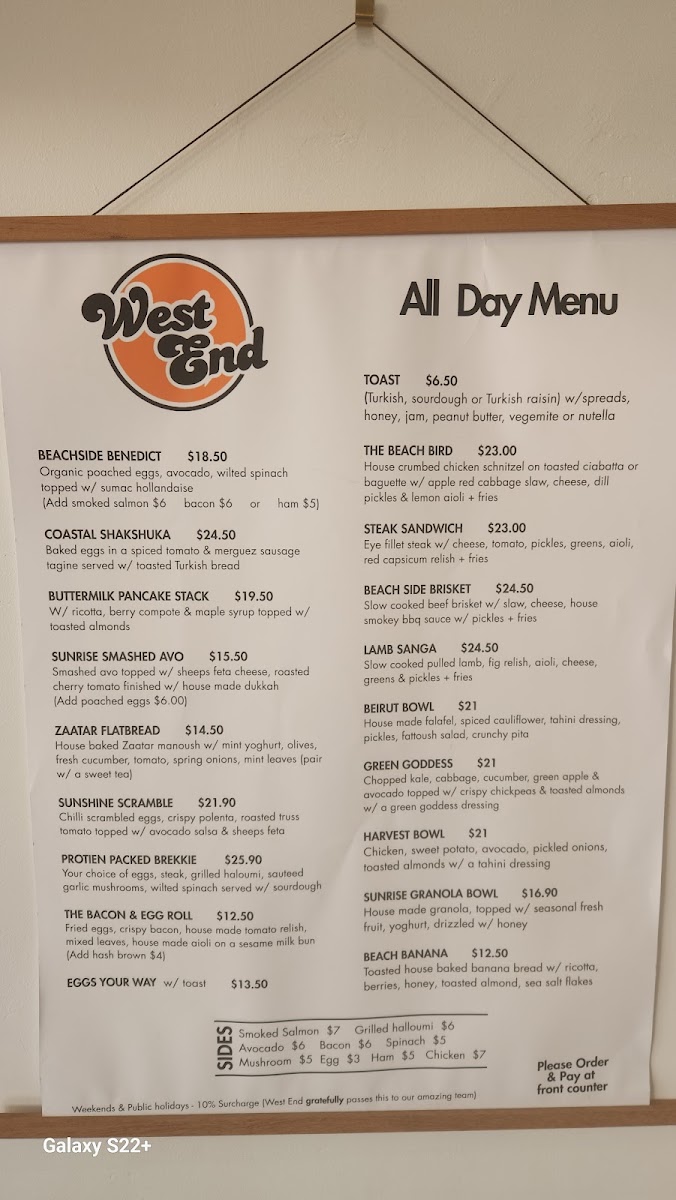 West End Bakes Manly Photo Menu 1