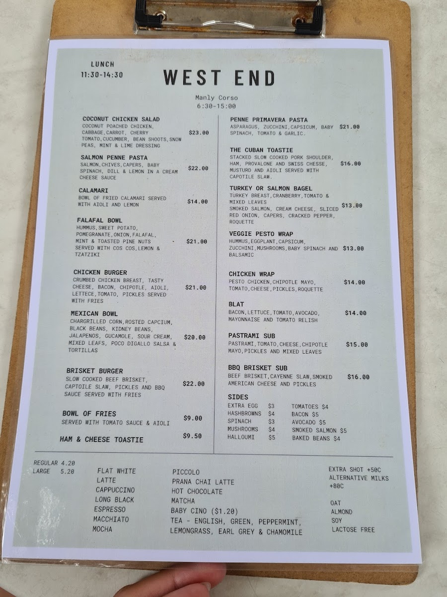 West End Bakes Manly Photo Menu 3