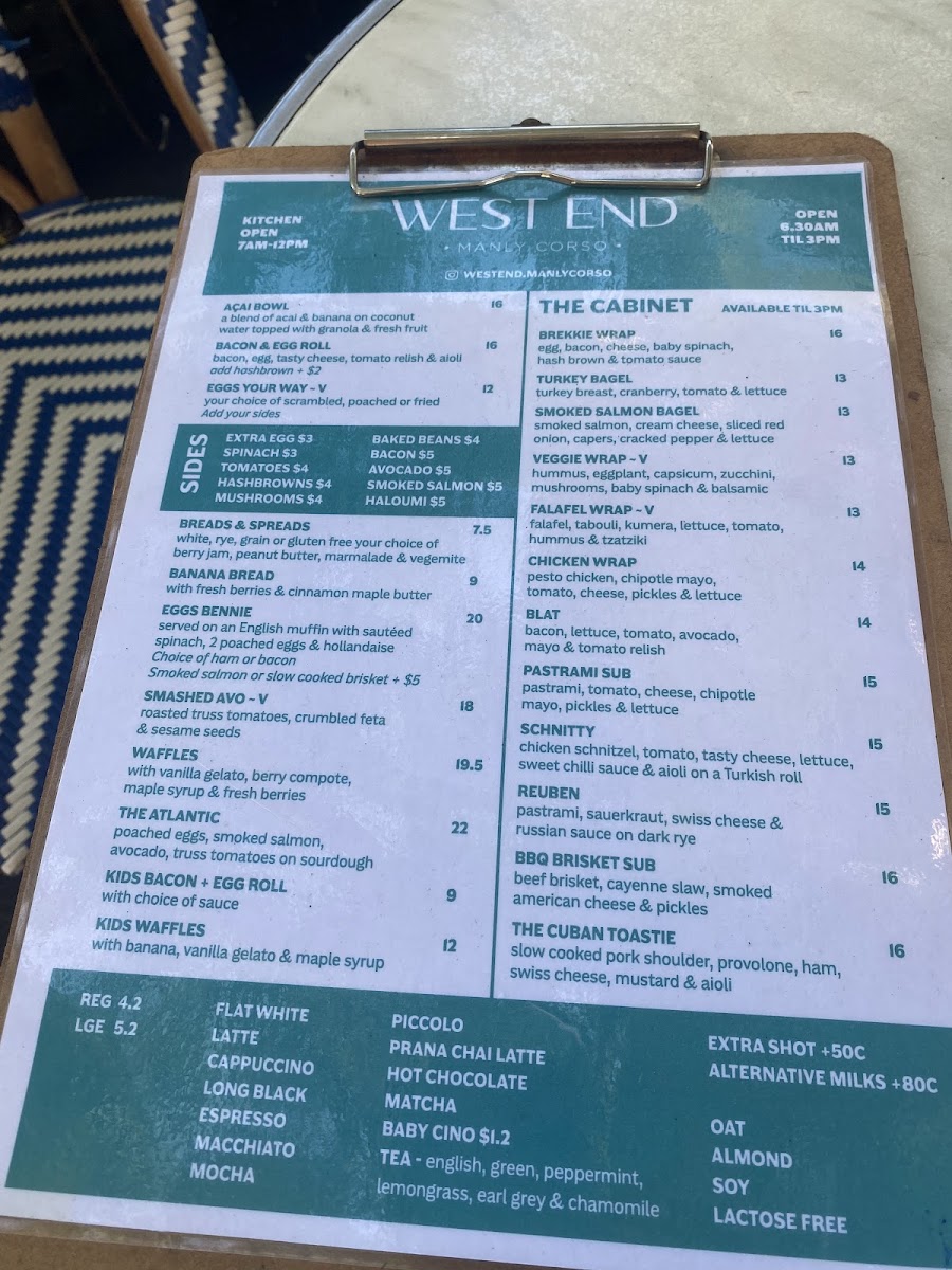 West End Bakes Manly Photo Menu 4