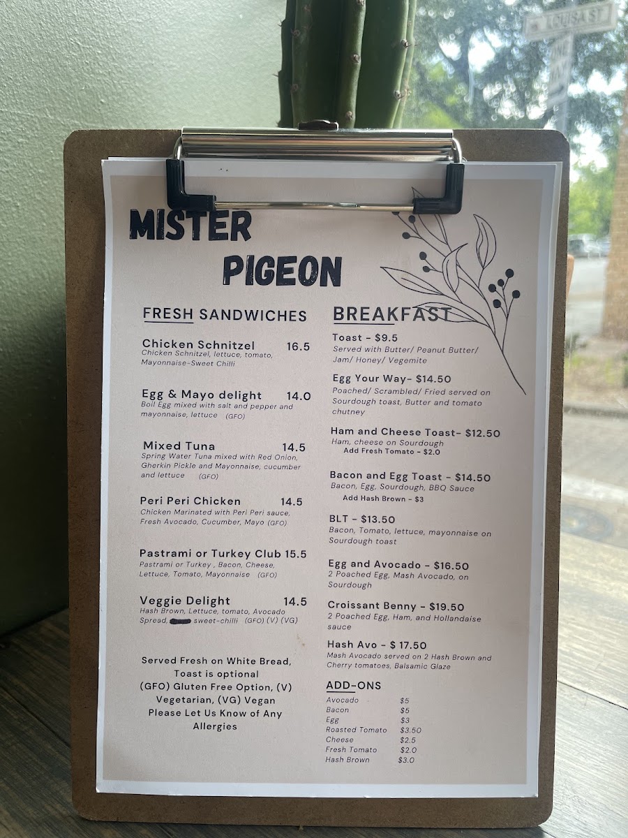 Mister Pigeon Photo Menu 3