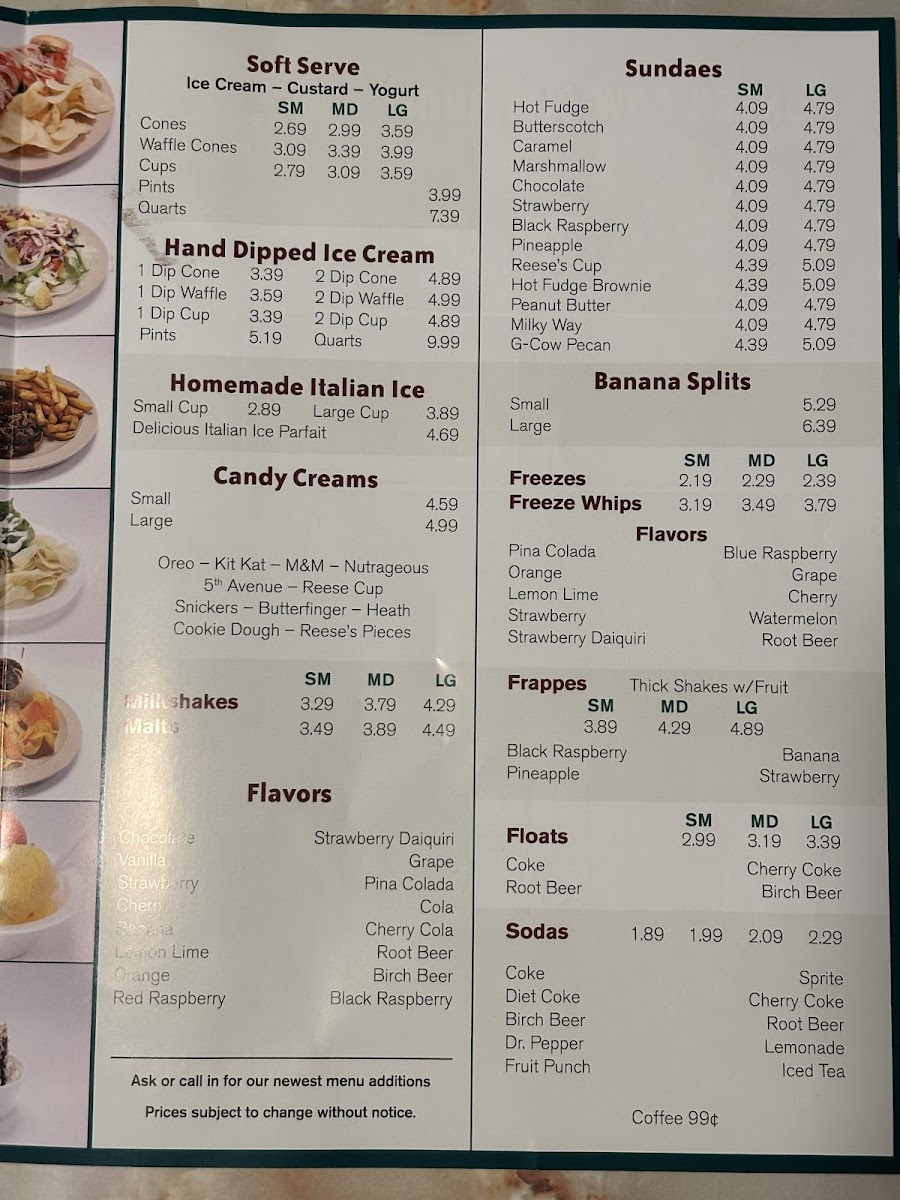 Mikie's Ice Cream & Green Cow Photo Menu 2