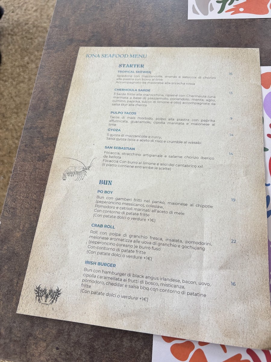 Iona seafood pub Photo Menu 1