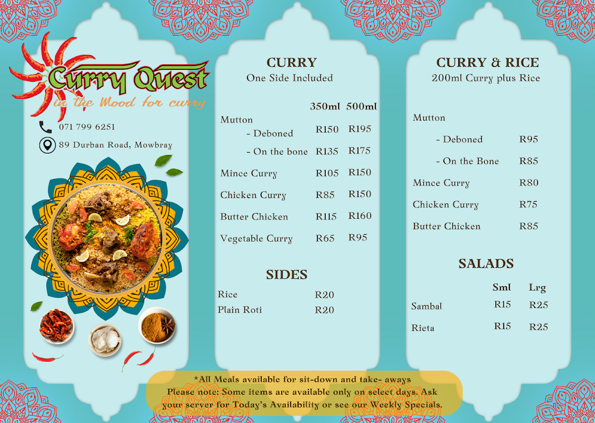 Curry Quest Photo Menu 1