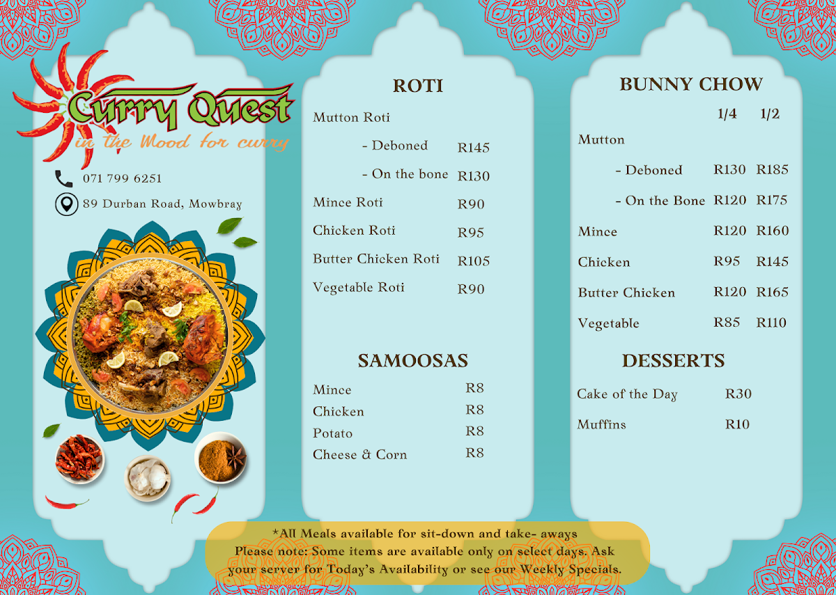Curry Quest Photo Menu 2