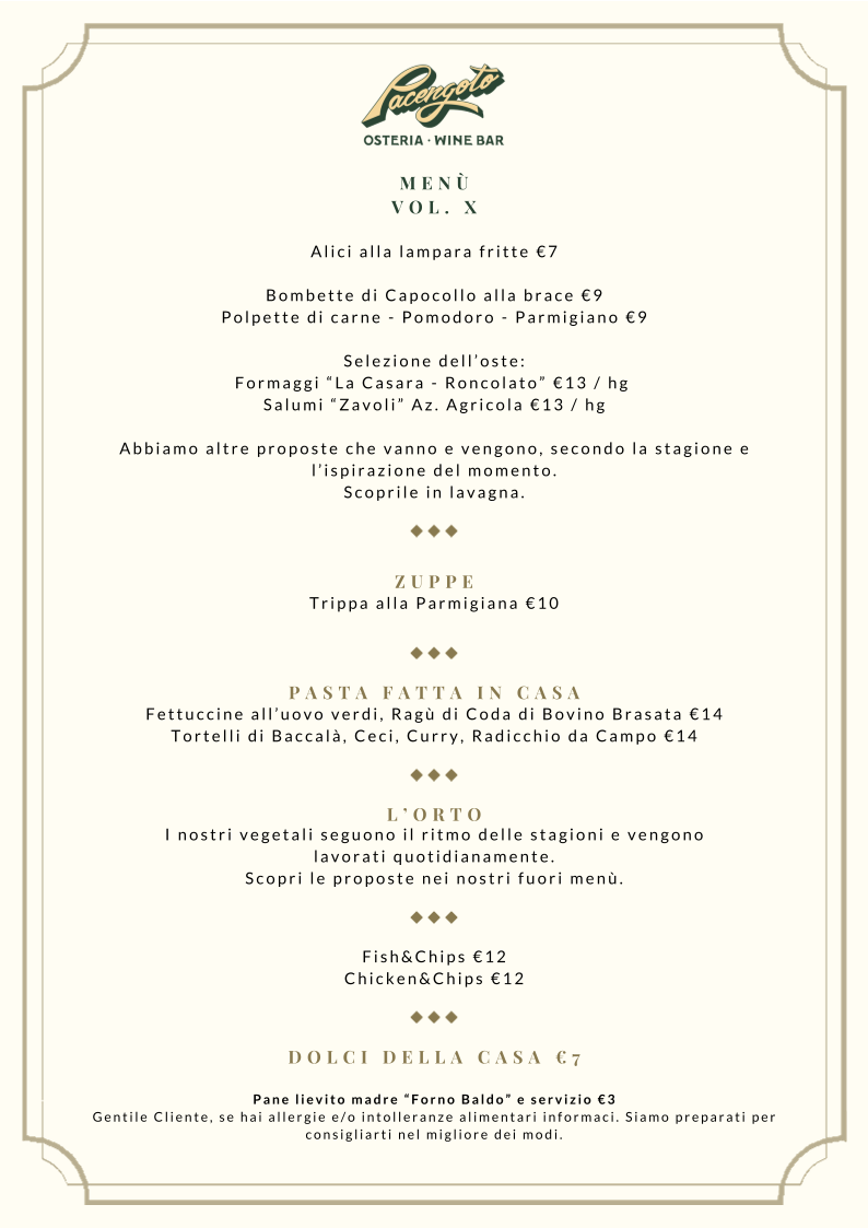 Pacengoto - Osteria con Cucina & Wine Bar Photo Menu 2