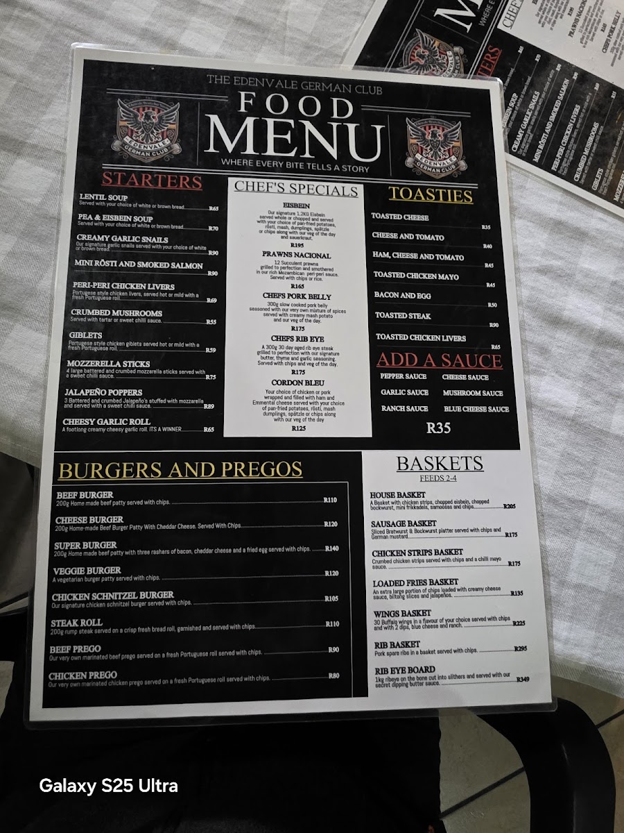 German Club Edenvale Photo Menu 3
