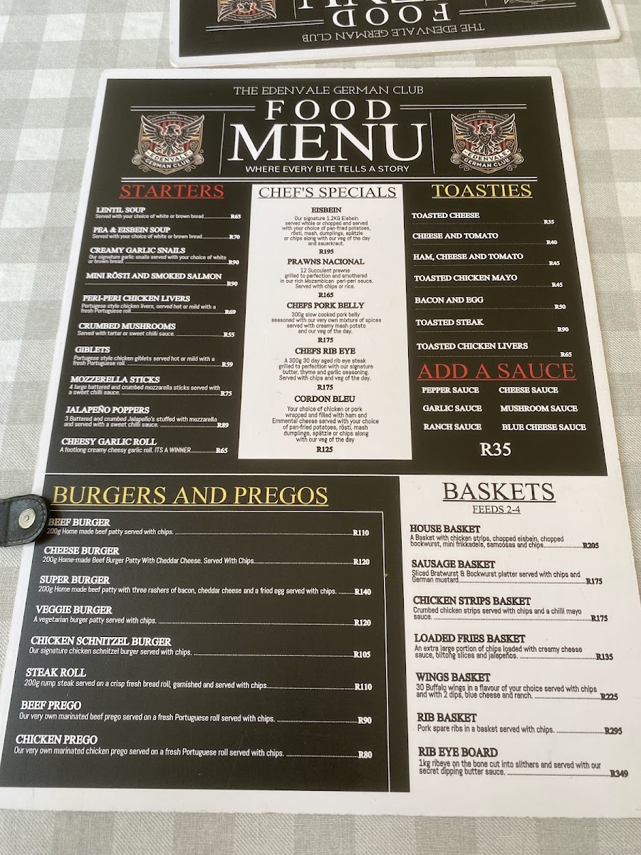 German Club Edenvale Photo Menu 4