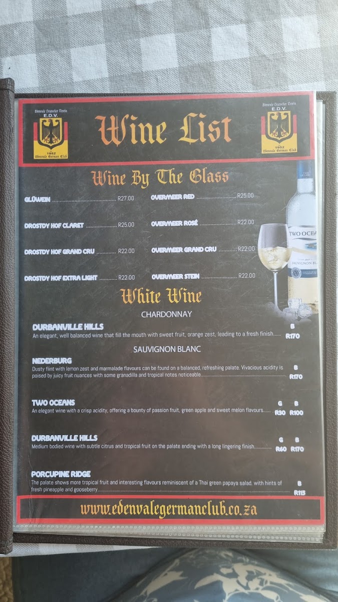 German Club Edenvale Photo Menu 6