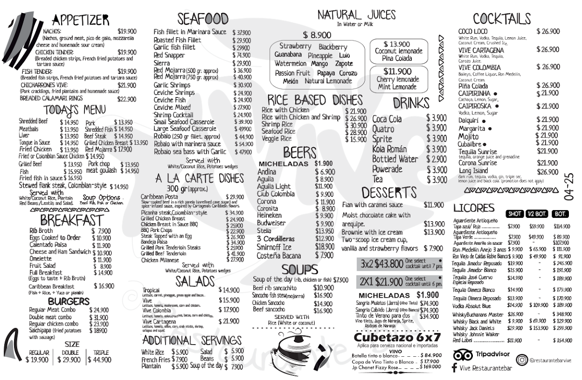 Vive Restaurante Bar Colombiano Photo Menu 2
