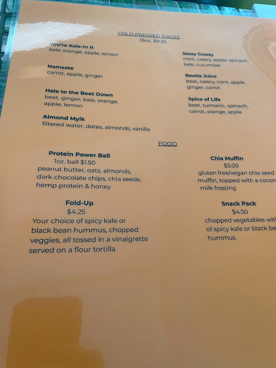 Juice Bar Orlando Photo Menu 10