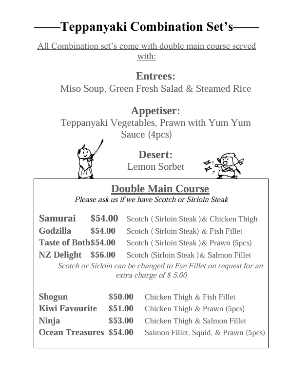 HEIZO Teppanyaki Japanese Restaurant Photo Menu 2