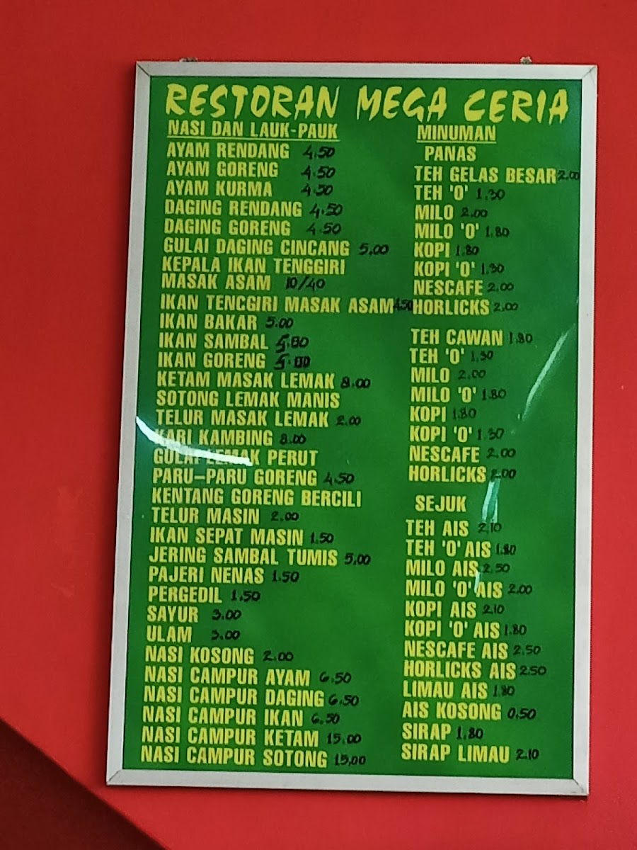 Restoran Mega Ceria Photo Menu 1