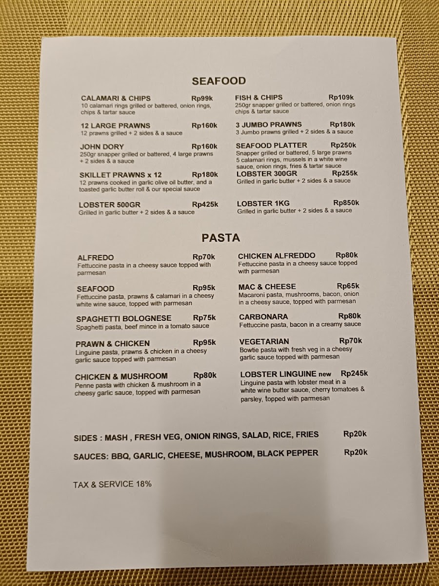 Olip's Restaurant Photo Menu 1