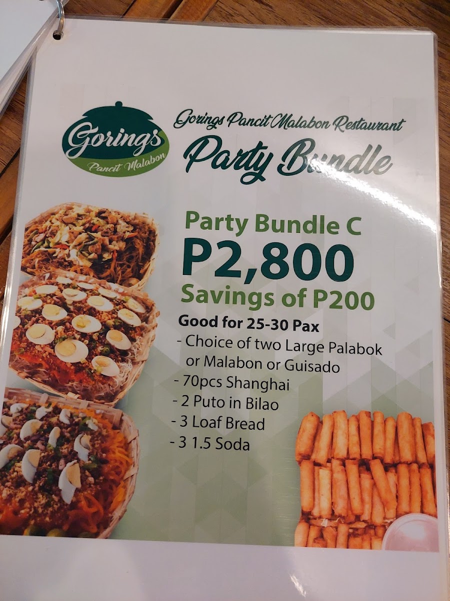 Goring's Pancit Malabon Restaurant Photo Menu 4