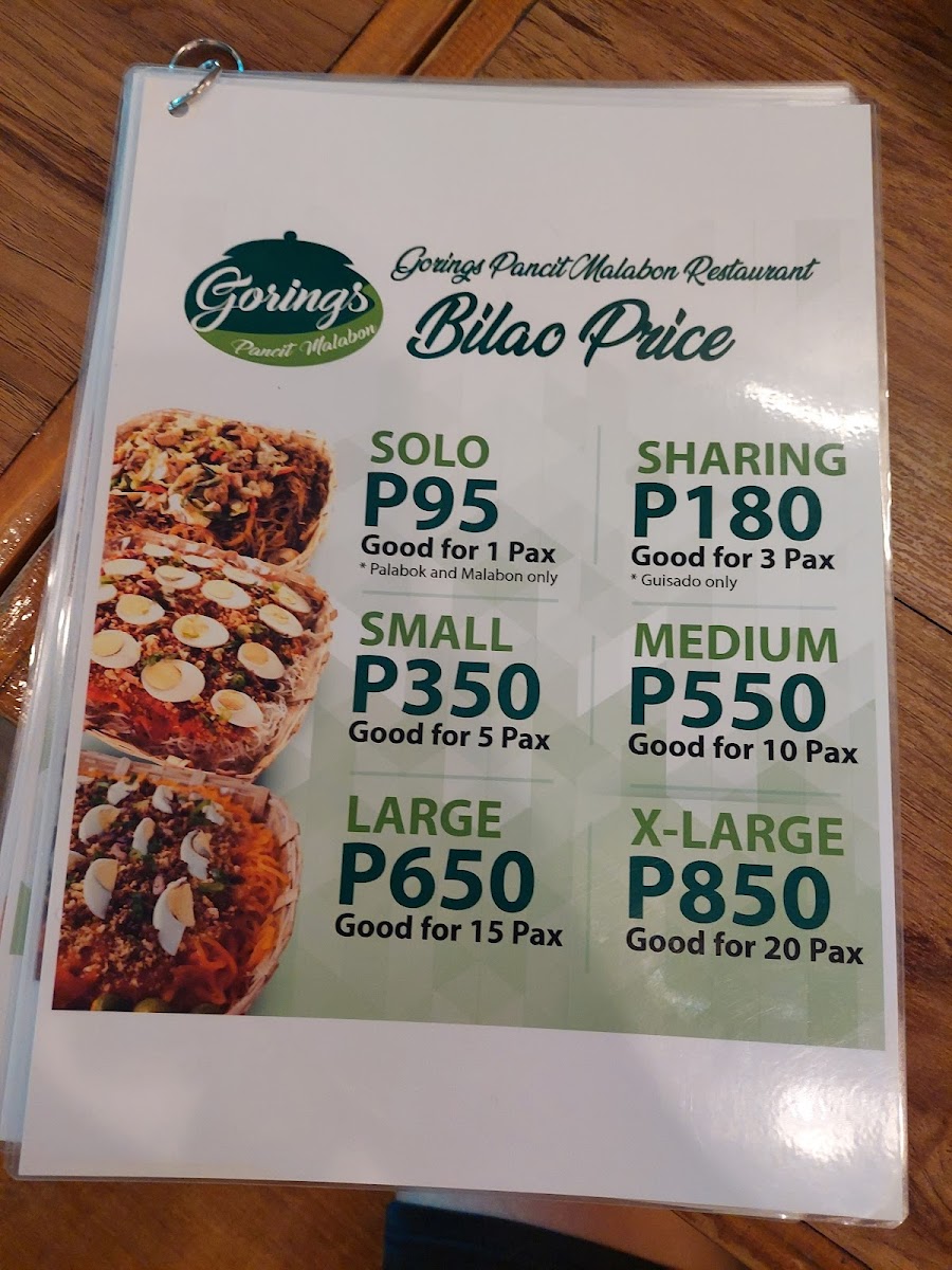 Goring's Pancit Malabon Restaurant Photo Menu 5