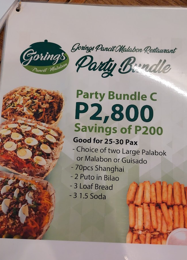 Goring's Pancit Malabon Restaurant Photo Menu 7
