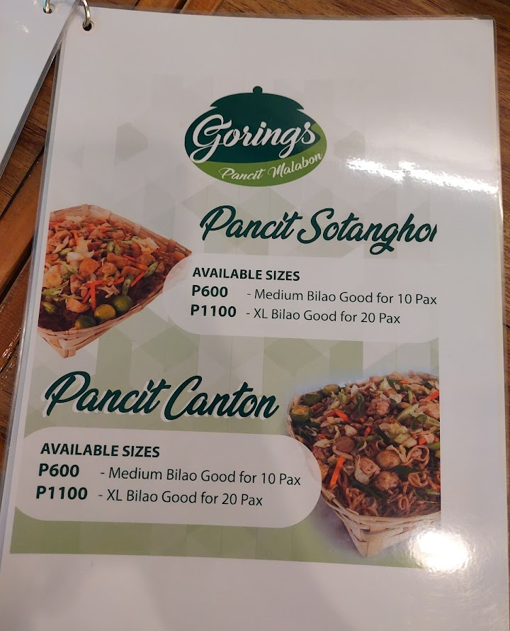 Goring's Pancit Malabon Restaurant Photo Menu 8