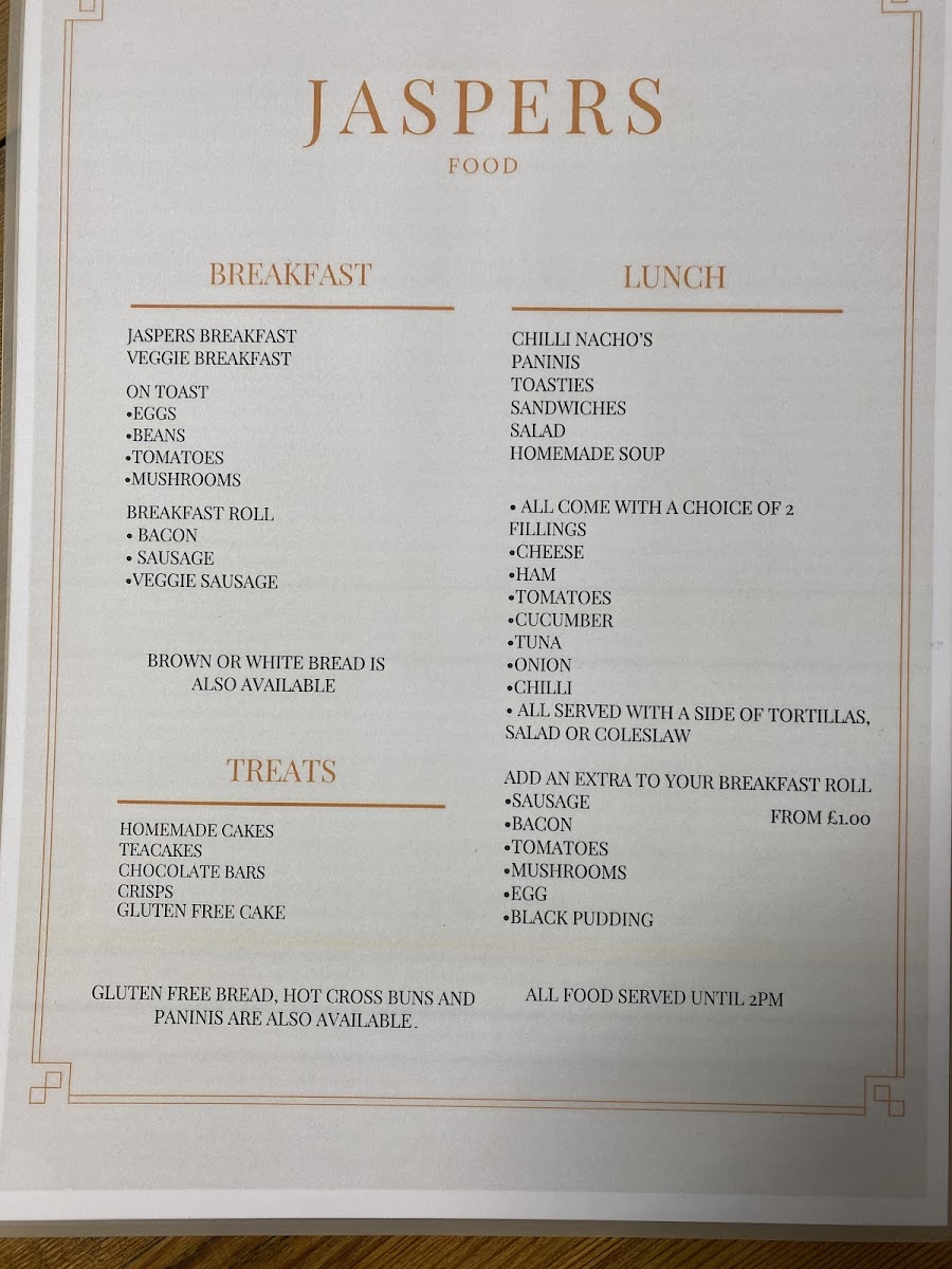 Jaspers Coffee Shop Photo Menu 1