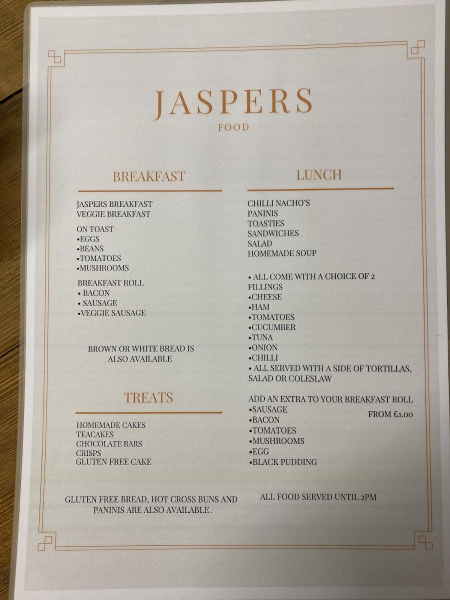 Jaspers Coffee Shop Photo Menu 2