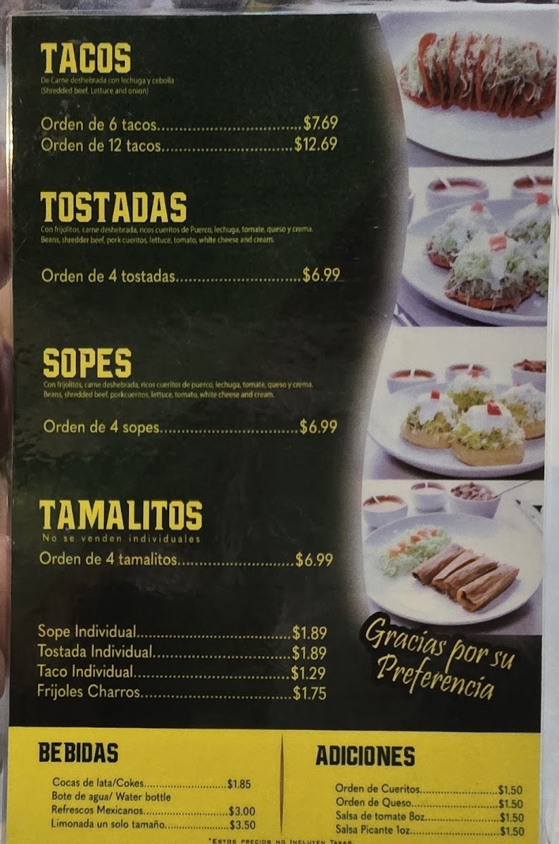 Taqueria La Gonzalez Photo Menu 1