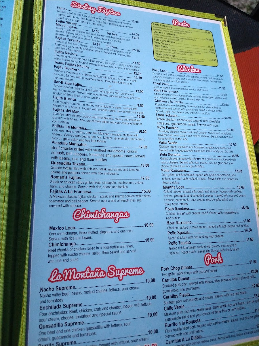 La Montaña Mexican Restaurant Photo Menu 4
