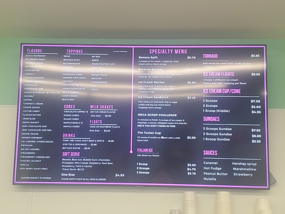 Scoopy's Ice Cream Photo Menu 1