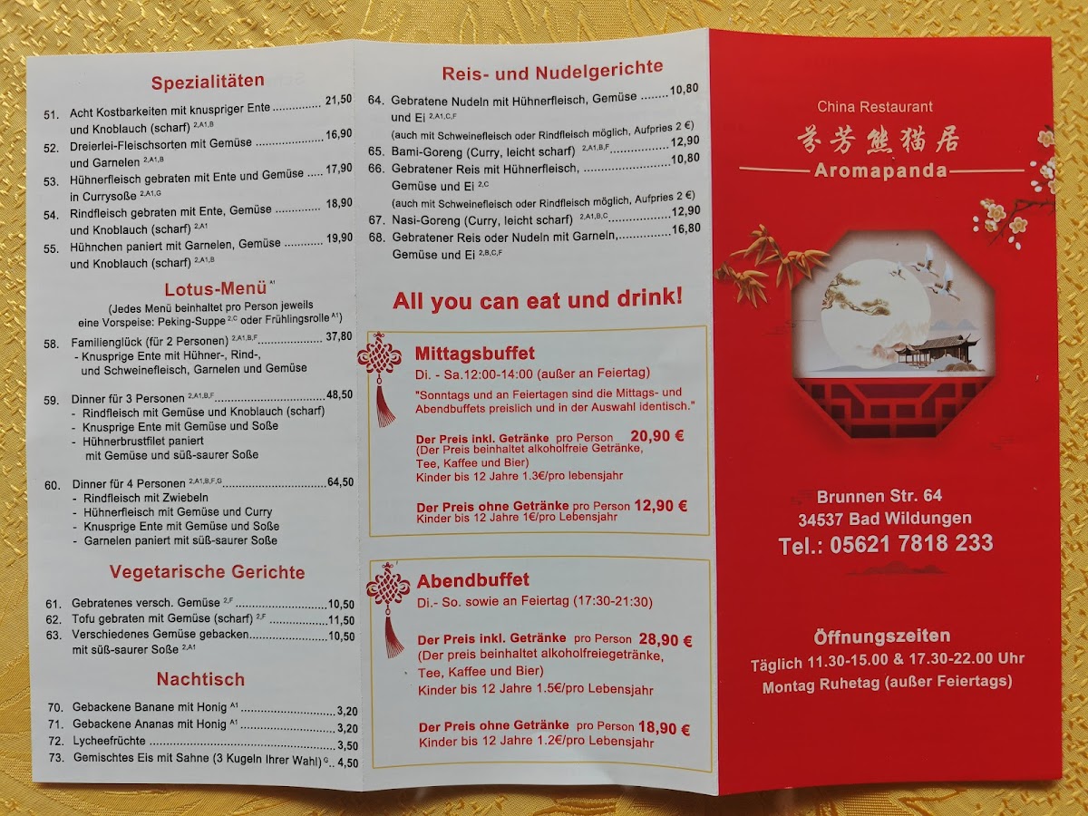 China-Restaurant Aromapanda Photo Menu 1