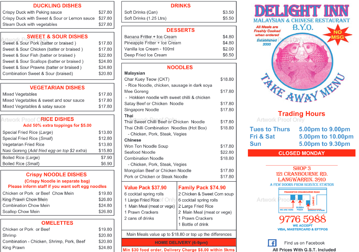 Delight Inn Photo Menu 2