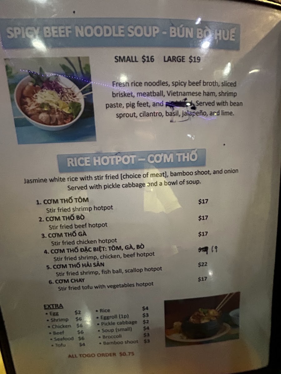 Phở Huong Vietnamese Restaurant Photo Menu 3