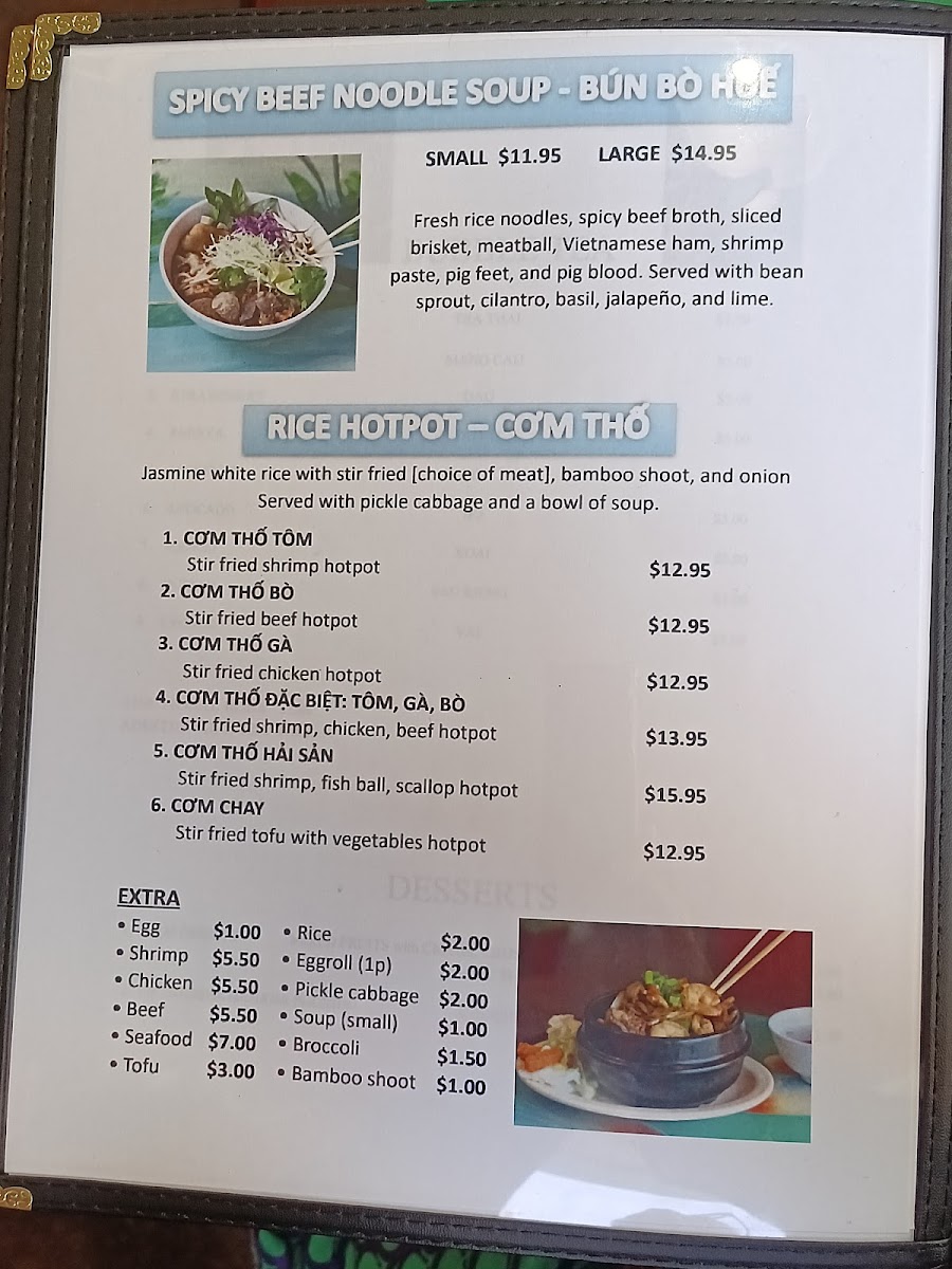 Phở Huong Vietnamese Restaurant Photo Menu 5