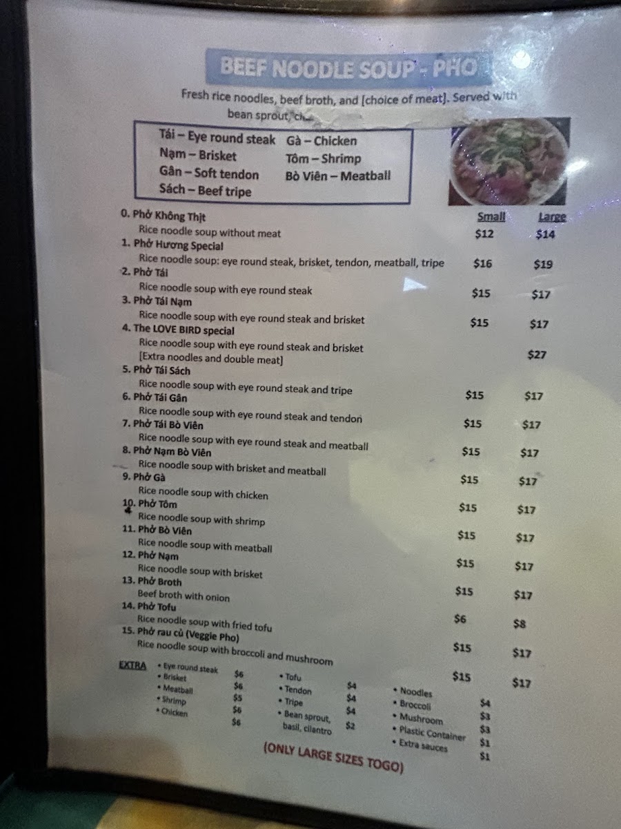 Phở Huong Vietnamese Restaurant Photo Menu 7