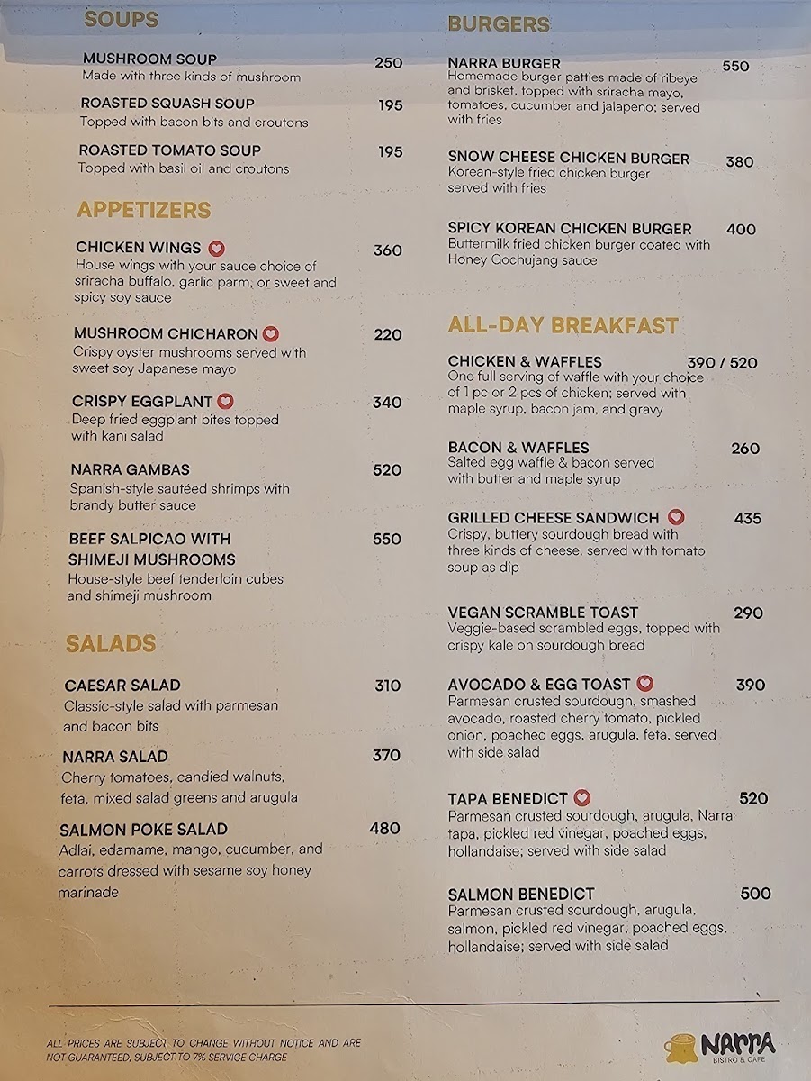 Narra Bistro and Cafe Photo Menu 2