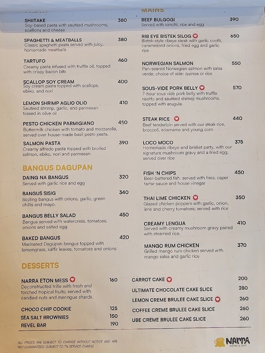 Narra Bistro and Cafe Photo Menu 3
