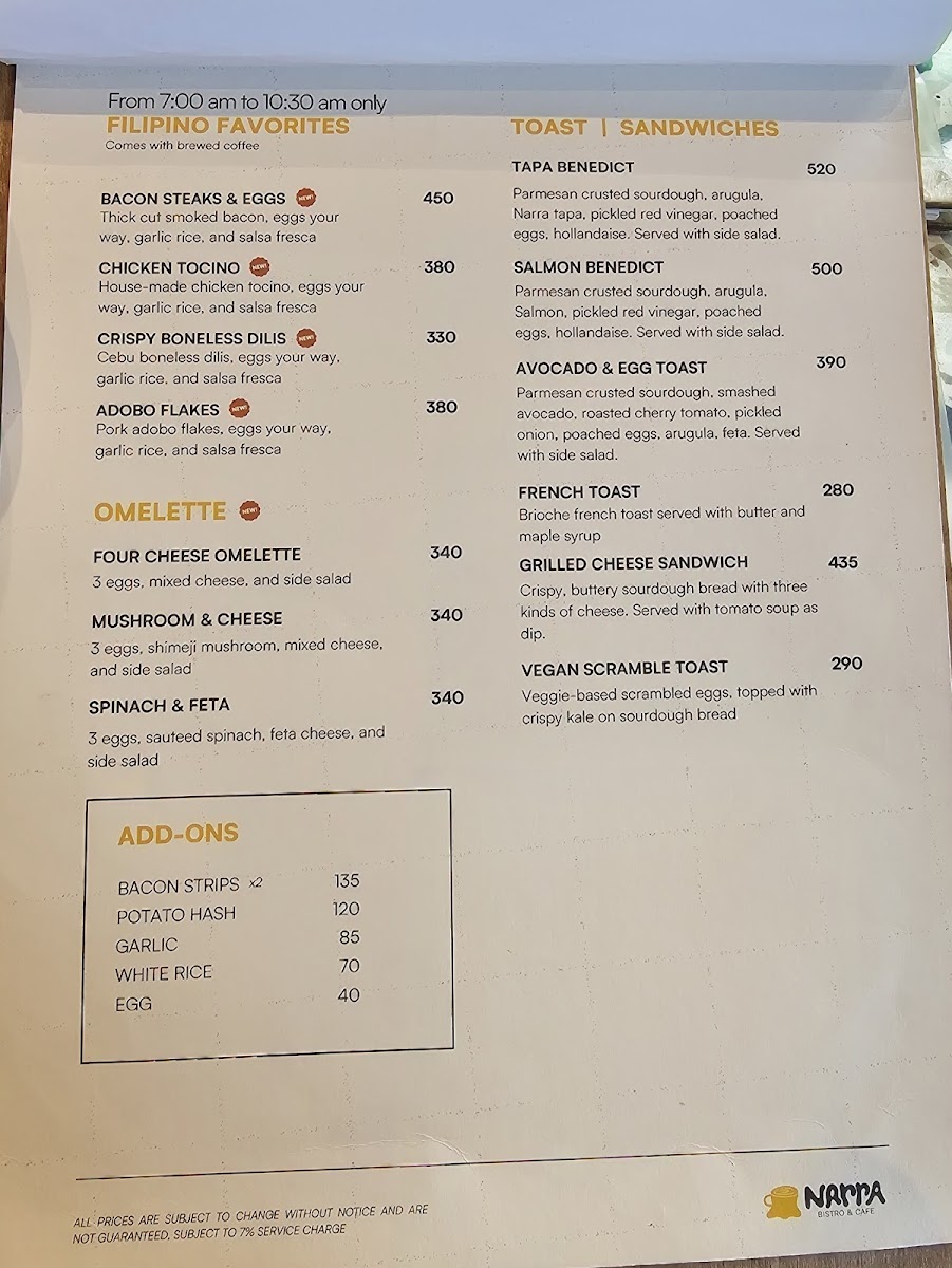 Narra Bistro and Cafe Photo Menu 4
