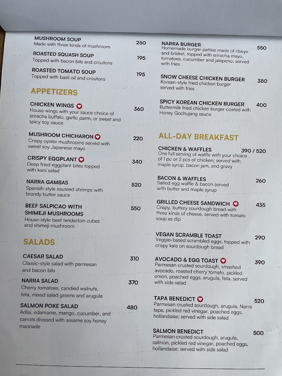 Narra Bistro and Cafe Photo Menu 6