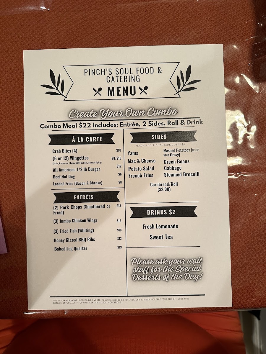 Pinch's SOUL Food & Catering Restaurant Photo Menu 2