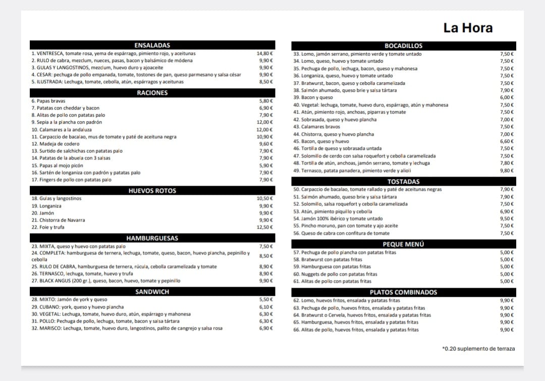 La Hora Montecanal Photo Menu 1