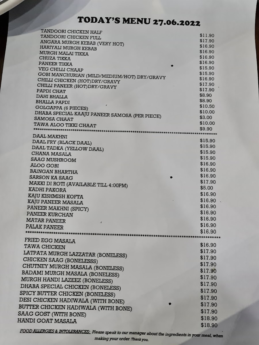 Mitran Da Dhaba Blacktown Photo Menu 10