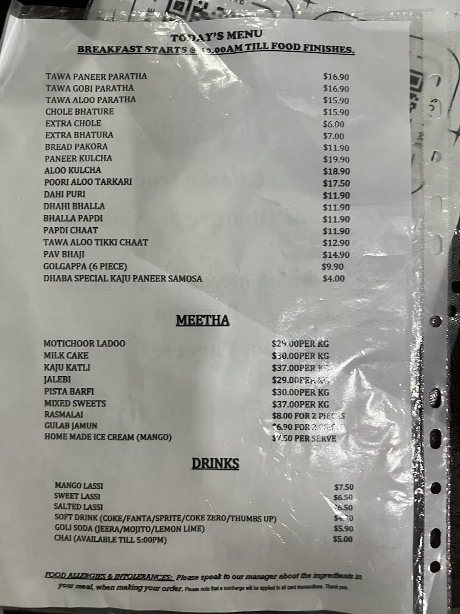 Mitran Da Dhaba Blacktown Photo Menu 2