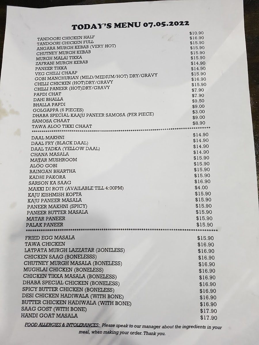 Mitran Da Dhaba Blacktown Photo Menu 5