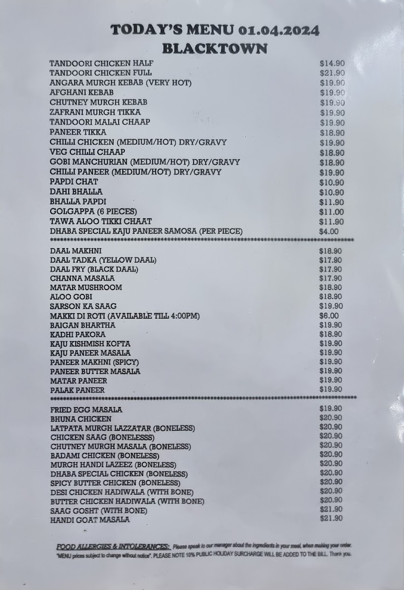 Mitran Da Dhaba Blacktown Photo Menu 9